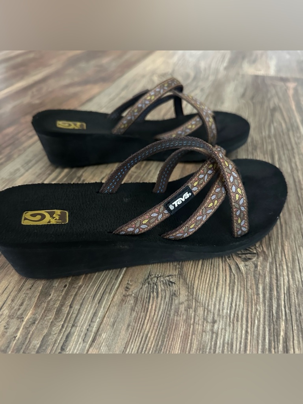 TEVA mush Olowahu women’s strappy BOHO wedge flip flop sandals size 8 - Picture 3 of 11